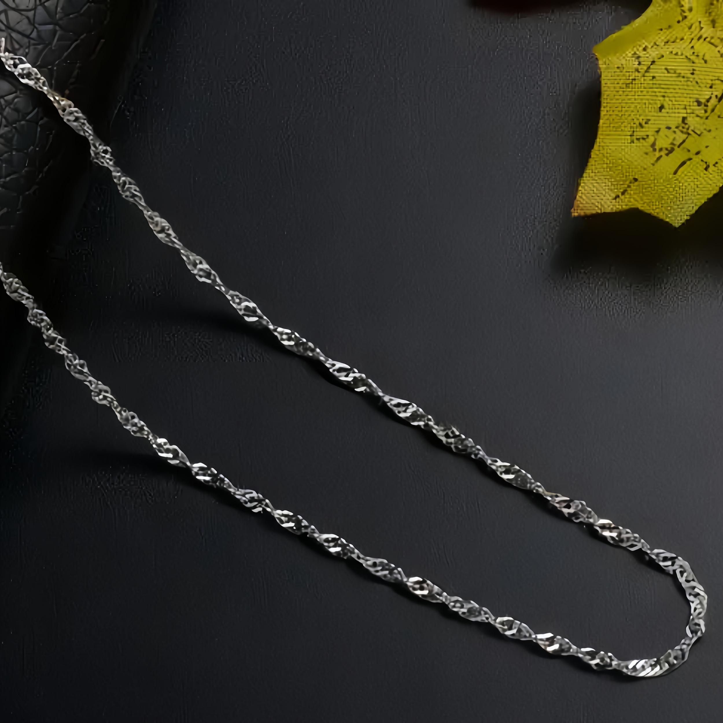 Men's 925 Silvery Wave Pattern Necklace Stylish & Durable